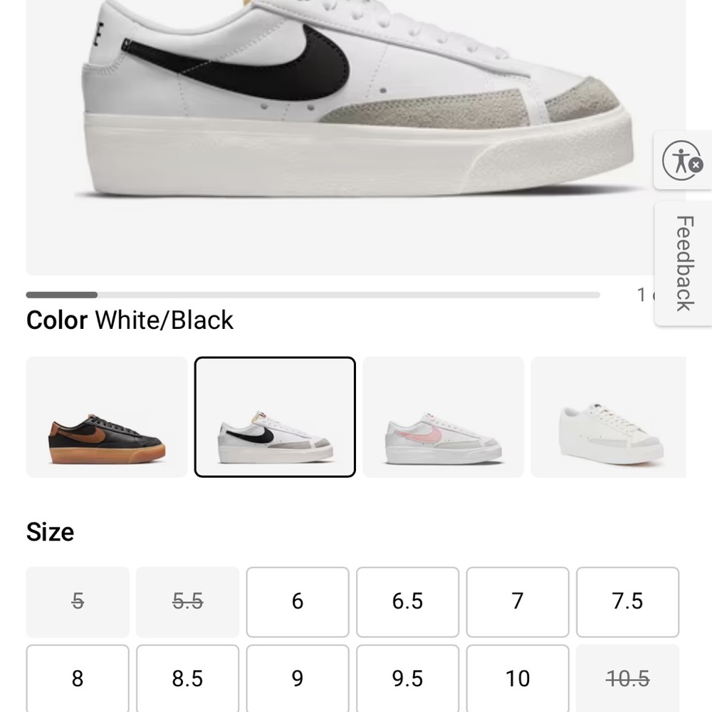 Nike Women's Sneakers White Black Nike blazers platforms size 10 women’s